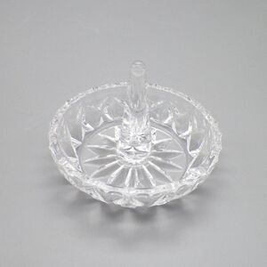 Clear Cut Glass Ring Holder Jewelry Dish